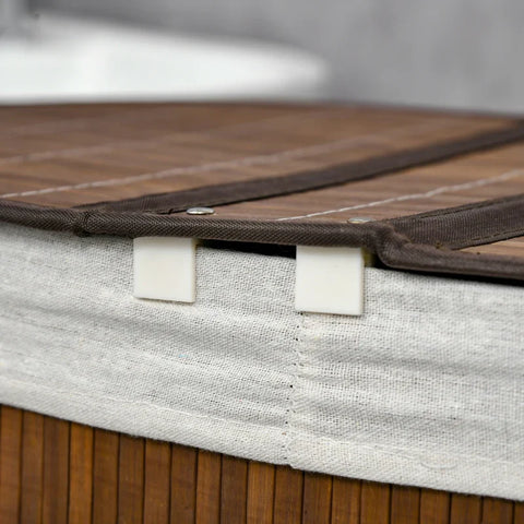 Rootz Laundry Basket - Laundry Hamper - 100L Capacity - Removable Lid - Bamboo - Polyester Cotton Fabric - Brown - 38cm x 38cm x 57cm