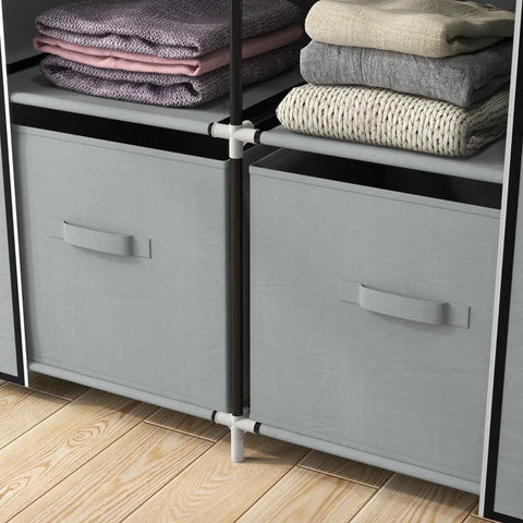 Rootz Wardrobe - Fabric Cabinet - 1 Clothes Rail - 2 Drawers - Sliding Drawers - Non-woven Fabric - Gray - 83 x 42.5 x 162.5 cm