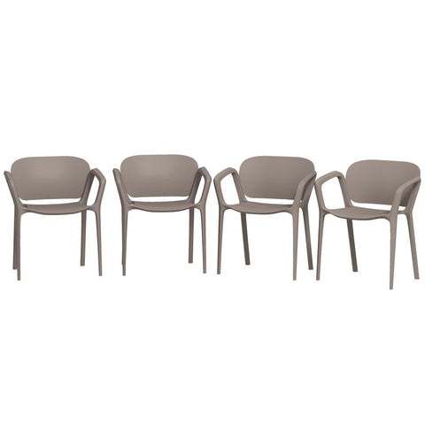 Rootz 4 Piece Set Garden Chairs - Outdoor Furniture - Stacking Armchairs - Weatherproof & UV Resistant - 60x56x75 cm
