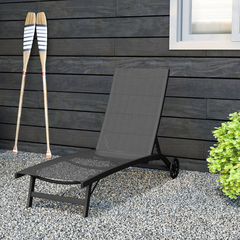 Rootz Sun Lounger - Adjustable Recliner - Outdoor Chaise - Breathable Fabric - 195cm x 66cm x 34cm