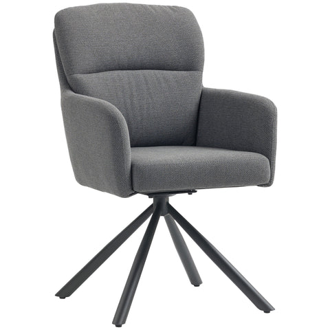 Rootz Padded Dining Chair - Kitchen Chair - Armrest Chair - Thick Padding, Metal Legs, Grey - 57cm x 93cm