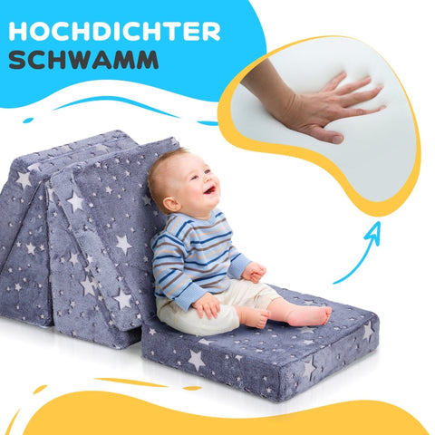 Rootz Play Sofa for Kids - Transforming 5-Piece Set - Stairs & Obstacle Course - Star Pattern - High-Density Foam - Easy Cleaning - 50W x 50D x 27.5H cm