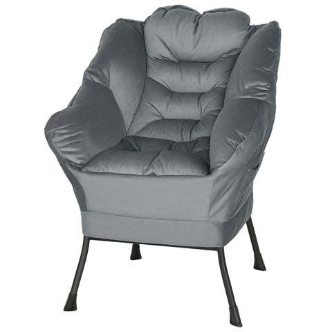 Rootz Modern Akzentstuhl Upholstered Chair - Velvet Armchair - Steel Frame Chair - Luxurious Comfort - 80cm x 78cm x 100cm