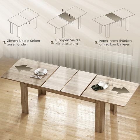 Rootz Extendable Dining Table - Expandable Table - Space Master - Wood - Seats 6-10 - 180cm to 260cm x 90cm x 76.6cm