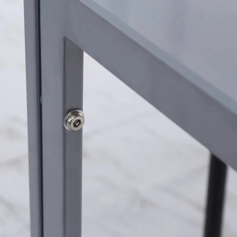 Rootz Dining Table - Kitchen Table - Glass Table - Square Table - Glass Top - Compact Design - Gray - 75L x 75W x 75H cm