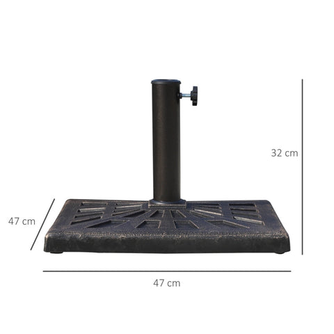 Rootz Parasol Stand 15 kg - Umbrella Holder - Umbrella Base - Durable Resin - Elegant Design - Adjustable Locking Screw - 47cm x 47cm x 32cm