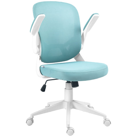 Rootz Office Chair - Ergonomic Desk Chair - Adjustable Swivel Chair - Fold-Up Armrests - 59cm x 58cm x 96-106cm - Blue Mesh