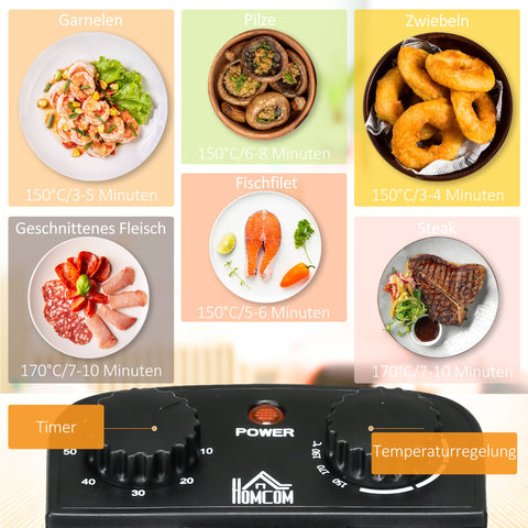 Rootz 3L Deep Fryer - Oil Cooker - Electric Fryer - 2000W Power - Black and Silver- Transparent Lid - 40.5cm x 24cm x 20.8cm