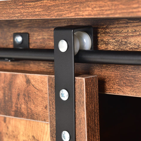 Rootz Industrial-Design TV Stand - Rustic Barn Door - Durable Media Console - Cable Management - 120L x 40W x 60.5H cm