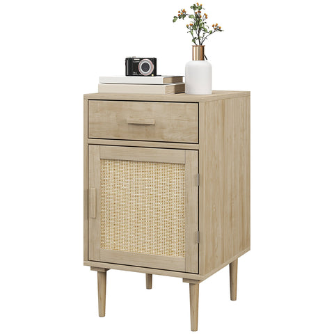 Rootz Bedside Table - Nightstand - Side Table - Bohème Style - Rattan Door - 40 x 40 x 68.5 cm