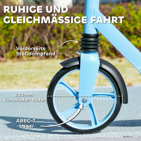 Rootz Children's Scooter - Kick Scooter - Foldable Scooter - Height Adjustable, 100kg Resilient - 94cm x 38cm x 88-103cm, Blue