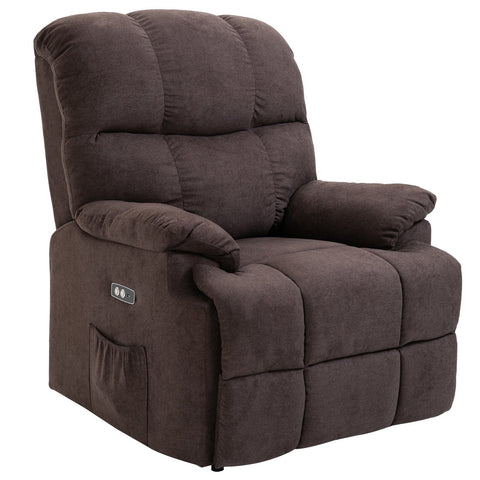 Rootz Brown Relaxation Armchair - Reclining Stand-Up Chair - Adjustable Lift Chairs - USB Connection - 98cm x 82cm x 106cm
