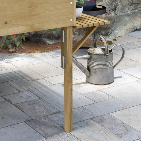 Rootz verhoogd bed met 12 verdelers - opklapbare zijplanken - weerbestendig - dennenhout - naturel - 122 x 91,5 x 89 cm