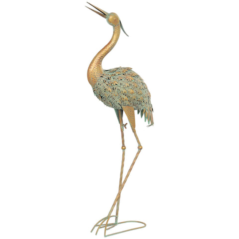 Rootz Heron Garden Statue - Outdoor Sculpture - Metal Decoration - Weatherproof and Stable - 39cm x 17cm x 90cm