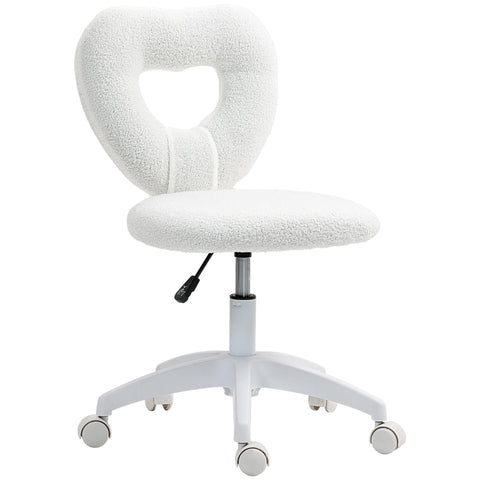Rootz Desk Chair - Office Chair - Heart-Shaped Backrest - Cozy Teddy Fleece - 45cm x 56cm x 78-88cm
