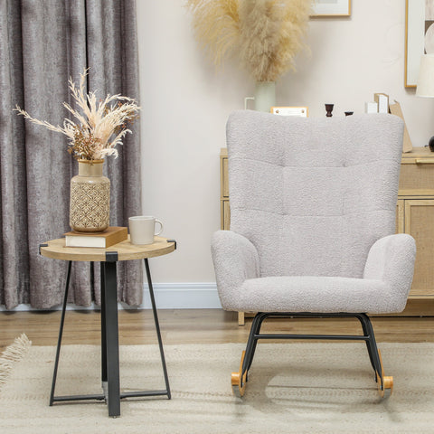 Rootz Rocking Chair - Cozy Cover - Thick Padding - Non-Slip Stability - Teddy Fabric - 70cm x 94cm x 100cm