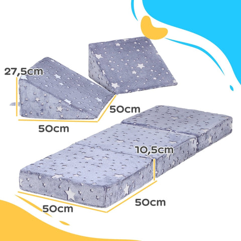 Rootz Play Sofa for Kids - Transforming 5-Piece Set - Stairs & Obstacle Course - Star Pattern - High-Density Foam - Easy Cleaning - 50W x 50D x 27.5H cm