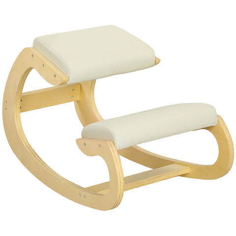 Rootz Ergonomic Swinging Knee Cutter - Knee Stool - Posture Enhancing Chair - Relieves Back Problems - 55cm x 85cm x 55cm - White, Brown