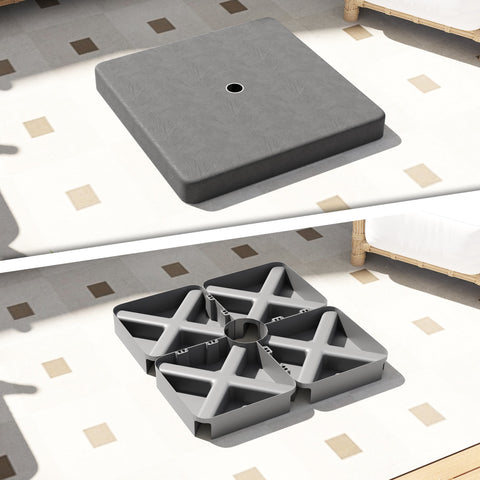 Rootz Parasol Stand Base Weights - Waterproof - Fillable Sand Holders - Durable & UV-Resistant - 89cm x 89cm x 10.5cm - Black