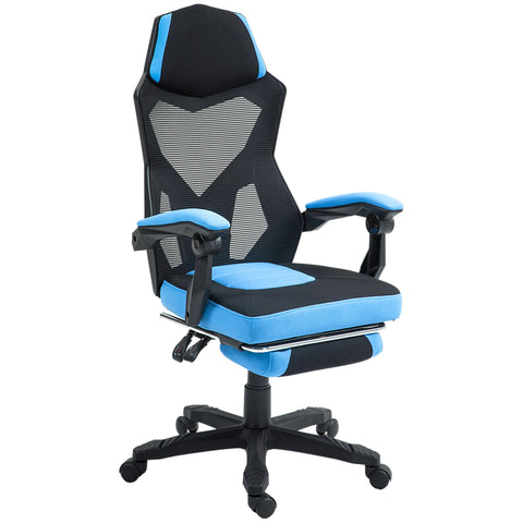 Rootz Gaming Office Chair - Height-Adjustable Seat - Rotatable Roller - Ergonomic Comfort - 58cm x 63cm x 112-122cm - Blue-Black