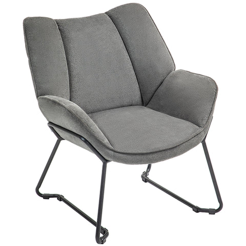Rootz Lounge Chair - Relaxation Armchair - Linen Recliner - Soft Foam Padding - Steel Legs - 71.5cm W x 67cm T x 79cm H - Grey