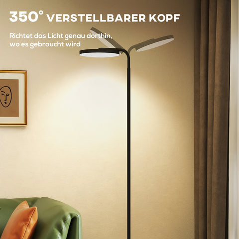 Rootz LED Floor Lamp - Standing Light - Uplighter - Magnetic Remote - Adjustable Brightness - Eye Comfort - 41x25x166-177cm - Black