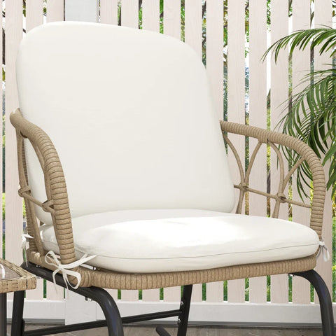Rootz Rocking Chair Set -  Garden Furniture - Bistro Set - Boho Style - PE Rattan - Weather Resistant - Cream - 63W x 82D x 75H cm