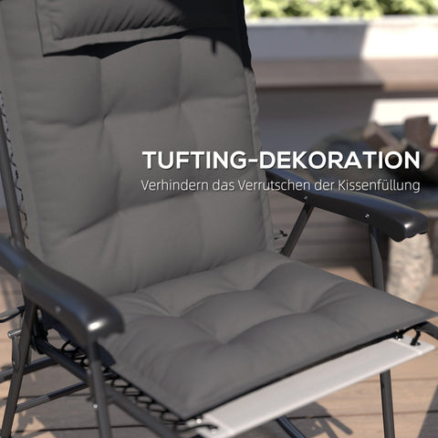 Rootz 2 Piece Sun Lounger Set - Garden Lounger Cushions - Upholstered Pads - Water-Repellent, Fade-Resistant - 50x116x5 cm -  Grey