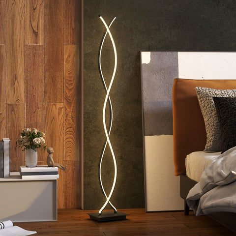 Rootz Floor Lamp - Standing Light - Living Room Lamp - Energy-Saving LED - 35L x 20B x 140H cm - Adjustable Brightness - Black