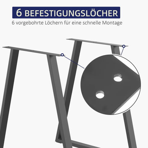 Rootz Trapezoidal Table Legs Set of 2 - Metal Furniture Legs - Black Steel Supports - Ideal DIY Projects - 70cm x 5cm x 72cm