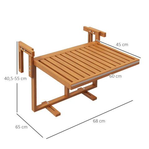 Rootz Hanging Table - Height Adjustable - Garden Table - Weatherproof - Outdoor Folding Table - Pinewood - Teak Wood - 68W x 65D x 40.5 -55H cm