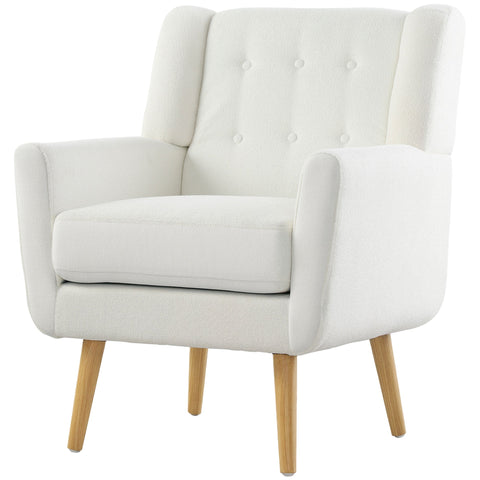 Rootz Wing Chair - Armchair - Upholstered Armchair - Maximum Comfort - 72x75x89cm - White