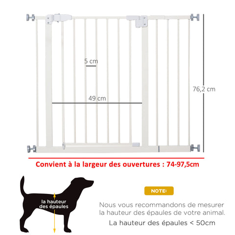 Rootz Pet Safety Gate - Adjustable Pet Barrier - Dog Gate - Steel Automatic Closing - 74-80/91.5-97.5W x 76.2H cm