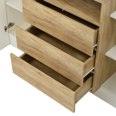 Rootz Modern Sideboard - High Gloss White - Stylish Storage Unit - Adjustable LED Lighting - 140L x 30W x 77.5H cm