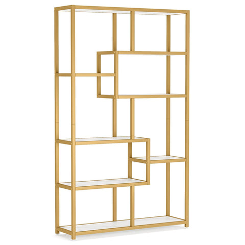 Rootz 8-Shelf Bookcase - Modern Bookshelf - Glam Display Shelf - 180cm H x 100cm W x 30cm D - Durable & Stylish - Eco-Friendly Construction