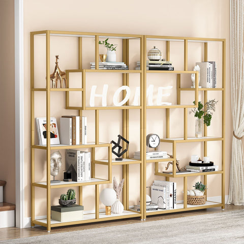 Rootz 8-Shelf Bookcase - Modern Bookshelf - Glam Display Shelf - 180cm H x 100cm W x 30cm D - Durable & Stylish - Eco-Friendly Construction