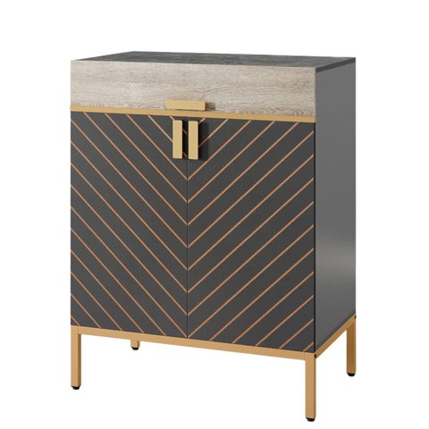 Rootz Cabinet - Storage Unit - Sideboard - Faux Marble Top - Spacious Storage - 80cm L x 35cm W x 110cm H