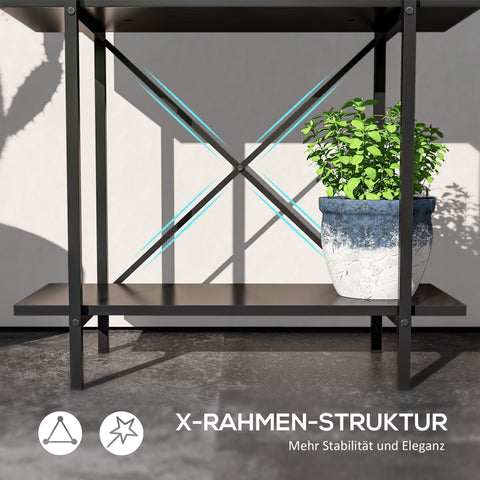 Rootz 2 Level Plant Stands - Flower Pot Stands - Metallic Flower Staircase - Rust Resistant - 60cm x 25cm x 70cm