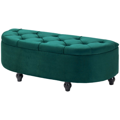 Rootz Velvet Storage Bench - Dark Green Bench - Upholstered Bench - Blanket Organizer - 120cm x 46cm x 42cm