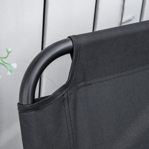 Rootz 2-Seater Foldable Camping Chair - Portable Deck Chair - Outdoor Camp Seat - Built-In Cup Holder - 141 x 67 x 80 cm - Black