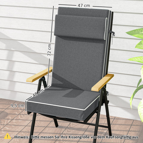 Rootz Seat Cushion - Chair Pad - Outdoor Cushion - Water-Repellent Comfort - 120cm x 47cm x 9.5cm - Grey