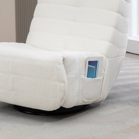 Rootz Recliner Chair - TV Armchair - Lazy Boy Chair - 150-Degree Recline - Rocking & Swivel - Teddy Fabric - 84cm x 104cm x 87cm