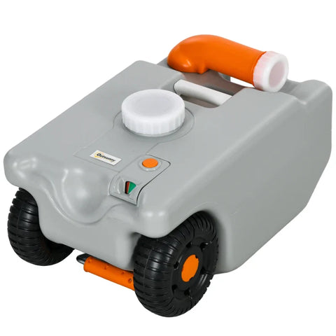 Rootz Waste Water Tank - Rollable - Splash-free Emptying - Volume 22L - Clean Disposal - Metal Handle - HDPE Plastic - Gray - 33W x 26D x 53H cm