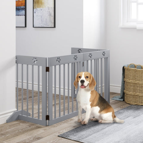 Rootz Dog Barrier - Wooden Pet Gate - Folding Dog Guard - Pinewood - Flexible Design - 204cm x 30cm x 61cm