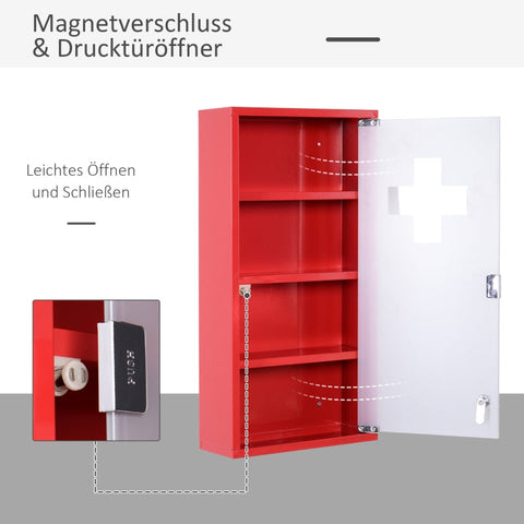 Rootz Medicine Cabinet - Secure Storage - Stylish Design - Functional Organizer - High-Quality Steel & Safety Glass - 30cm x 12cm x 60cm