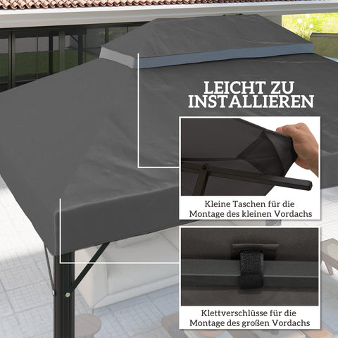 Rootz Gazebo Replacement Roof - Canopy Cover - Sunshade - UPF30+ Protection - 400cm x 300cm