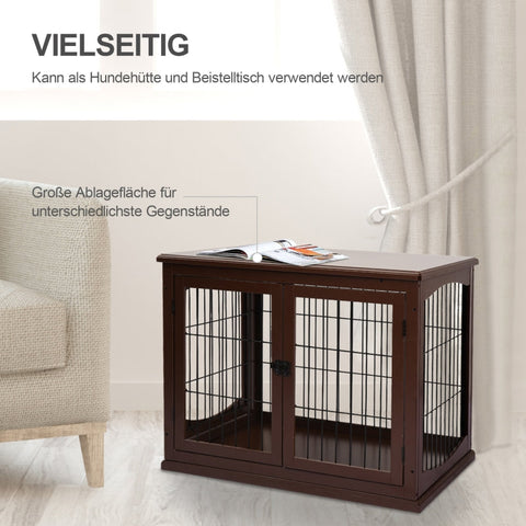 Rootz Dog Crate - Wooden Dog House - Pet Kennel - MDF Material - 58.5cm x 81cm x 66cm - 2 Entrances - Lockable - for Medium and Small Dogs