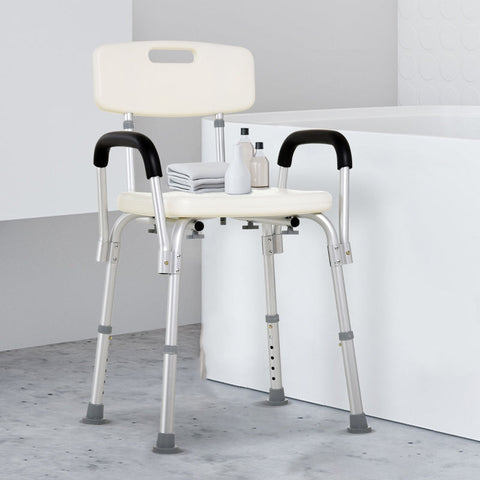 Rootz Shower Chair - Bath Stool - Shower Seat - Comfortable and Safe Sitting - Hygienic and Easy to Clean - Height Adjustable - 46.5cm x 54.2cm x 72.5-85cm