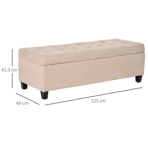 Rootz Upholstered Storage Bench - Bedroom Bench - Ottoman - Elegant Design - 125cm x 49cm x 41.5cm