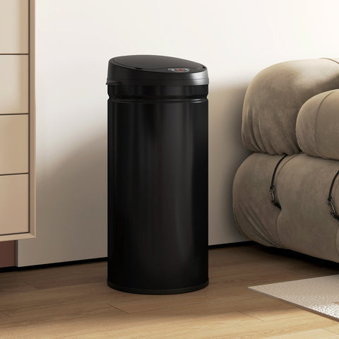 Rootz Touch-Free Sensor Waste Bin - Automatic Trash Can - Stainless Steel Bin - Soft-Close - 30.5cm x 30.5cm x 68cm - Black